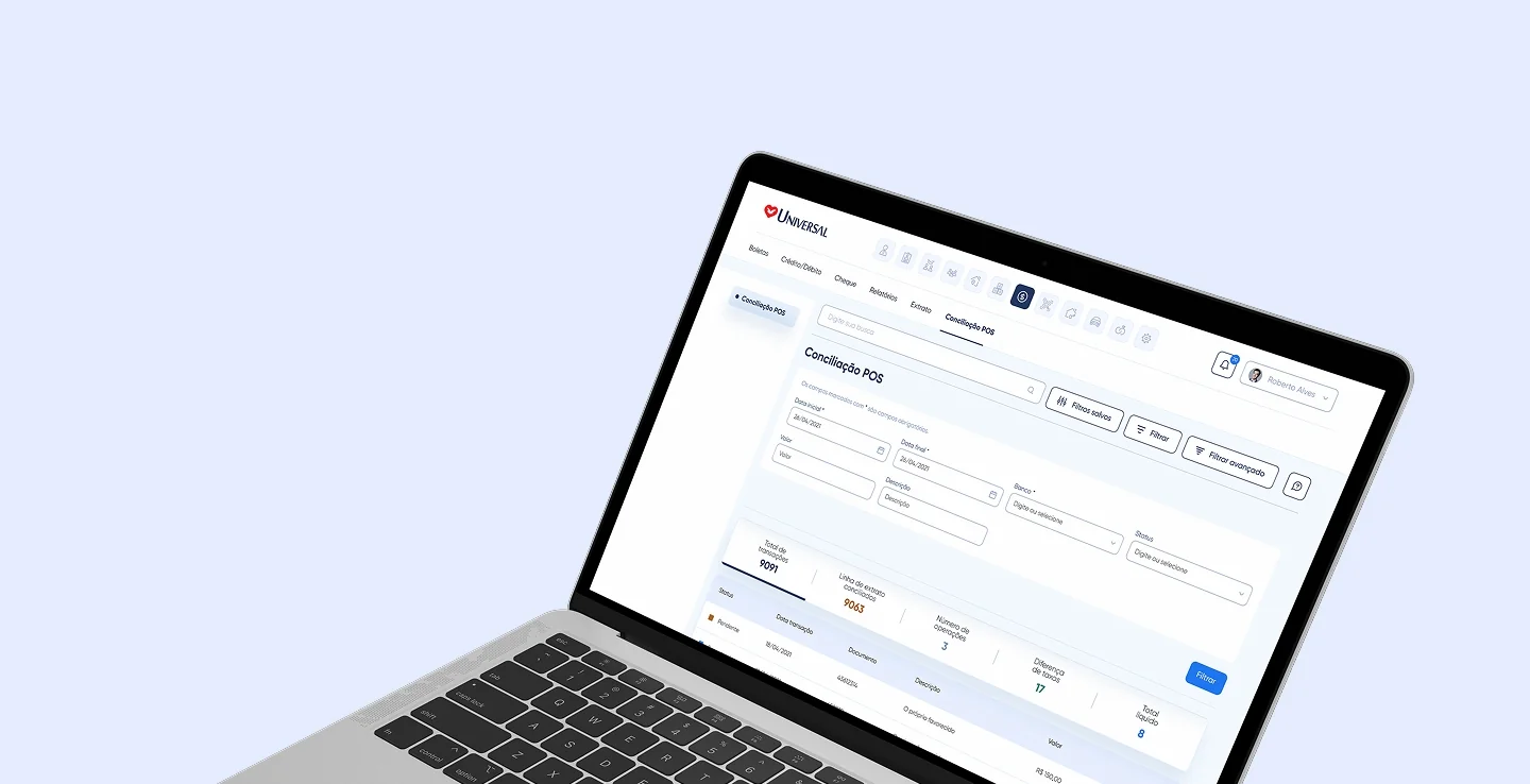 Processos financeiros  automatizados com solução de conciliação inteligente da Universal
