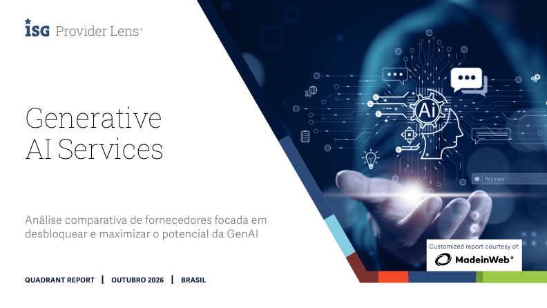 Portada del informe ISG Provider Lens® Generative AI Services 2026 Brasil, en portugués